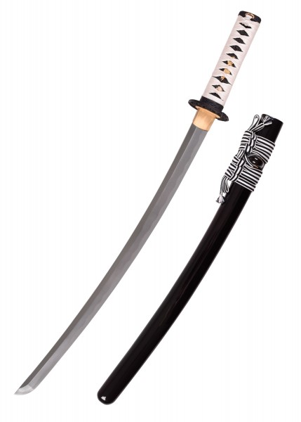 Das Koi Wakizashi ist ein kunstvoll gestaltetes japanisches Schwert mit einer weißen Griffwicklung und einer Scheide mit Koi-Design. Das schlanke, gebogene Klingenblatt vereint Eleganz und Funktionalität für Sammler und Kampfsportbegeisterte.