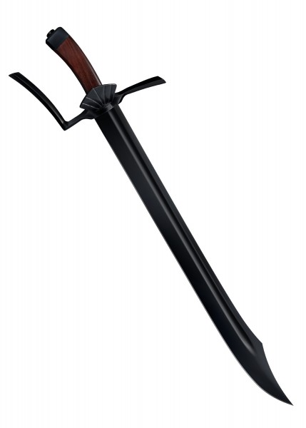 Langes Messer aus der Man-at-Arms Serie. Das Schwert hat eine lange, gerade, schwarze Klinge mit einer leicht gebogenen Spitze und einen eleganten hölzernen Griff. Ideal für Sammler und Mittelalter-Enthusiasten.