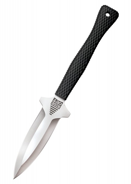 Das Halsmesser Hide Out ist ein kompaktes Messer mit einer schlanken, doppelten Schneide aus Edelstahl. Der ergonomische Griff ist mit einer rutschsicheren Struktur versehen und hat ein Loch zum Befestigen. Das Messer ist leicht und für den täglichen