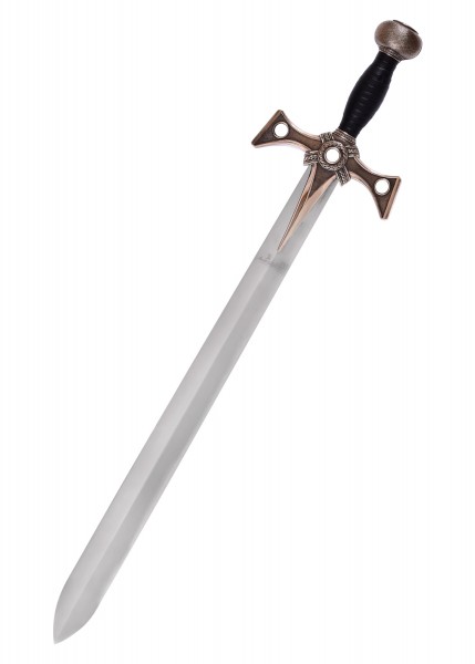 Das Xena Schwert von Marto ist ein detailreich gefertigtes Schwert mit einem schwarzen Griff und einer breiten, silbernen Klinge. Das Kreuz besteht aus bronzenen Elementen. Ideal für Sammler und Fans von historischen Waffen.