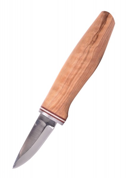 Nordisches Schnitzmesser mit einer Klinge aus 440er Edelstahl und einem ergonomischen Holzgriff. Perfekt zum Schnitzen und Outdoor-Aktivitäten. Die natürliche Maserung des Holzes verleiht jedem Messer ein einzigartiges Aussehen. Lieferung mit einer s