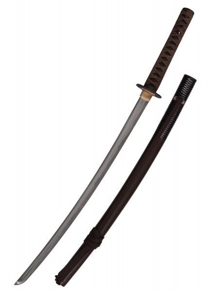 Das Tori Live Iaito ist ein hochwertiges Samuraischwert mit verschiedenen Klingenlängen. Die Klinge besteht aus poliertem Metall und der Griff ist traditionell gewickelt. Eine passende Scheide begleitet das kunstvoll gefertigte Schwert.