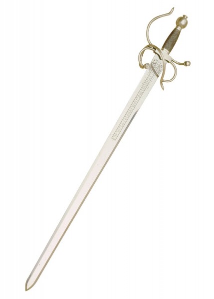 El Cids Schwert Colada, silberfarben, von Marto. Hochwertige Replik mit detailliertem Design. Der Griff ist mit einer aufwendigen Struktur versehen, die Klinge ist graviert und glänzend. Ideal für Sammler und Liebhaber mittelalterlicher Waffen.