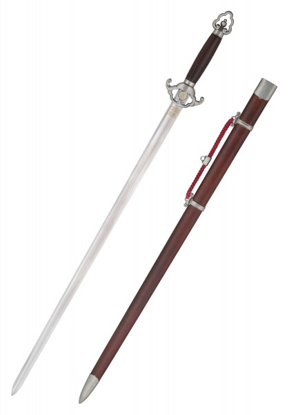 Hsu Jian Schwert mit verschiedenen Klingenlängen. Die Abbildung zeigt ein kunstvoll gestaltetes Schwert mit einem geformten Griff und einer verzierten Scheide. Ideal für Sammler und Liebhaber traditioneller Waffen.