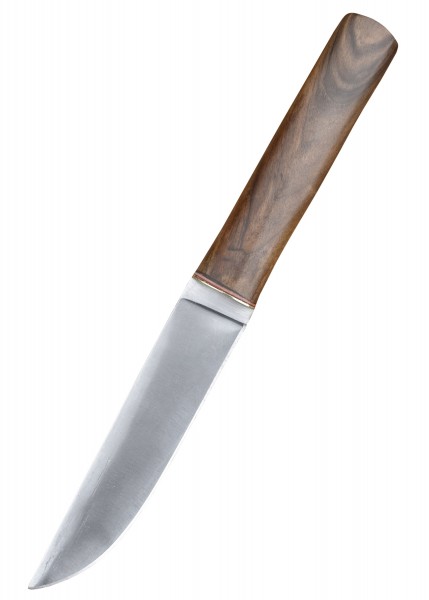 Hochwertiges Wikinger Saxmesser Typ 1 mit einer Gesamtlänge von ca. 28 cm. Das Messer verfügt über eine scharfe Edelstahlklinge und einen robusten Griff aus Holz, der gut in der Hand liegt.