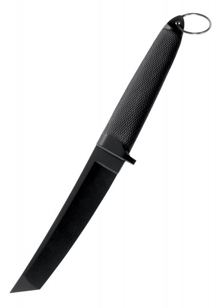Das FGX CAT Tanto ist ein modernes Messer mit einer schwarzen Tanto-Klinge und einem strukturierten Griff für einen festen Halt. Am Ende des Griffs befindet sich ein Ring für zusätzliche Sicherheit. Ideal für Outdoor-Aktivitäten und den täglichen Geb