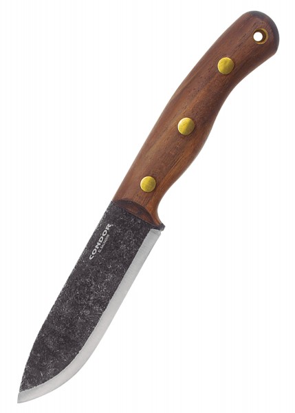 Das Bisonte-Messer von Condor ist ein robustes Allzweckmesser mit einer Klinge aus Kohlenstoffstahl und einem ergonomischen Holzgriff mit Messingnieten. Ideal für Outdoor-Aktivitäten und Bushcraft, bietet dieses langlebige Werkzeug hervorragende Schn