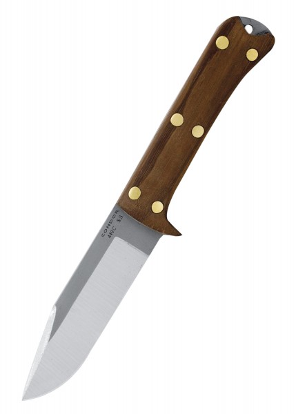 Das Lifeland Hunter Knife von Condor ist ein elegantes Jagdmesser mit einer robusten Edelstahlklinge und einem ergonomisch geformten Griff aus Holz. Die goldenen Schrauben sorgen für zusätzliche Stabilität und ein ansprechendes Design. Perfekt für Ou