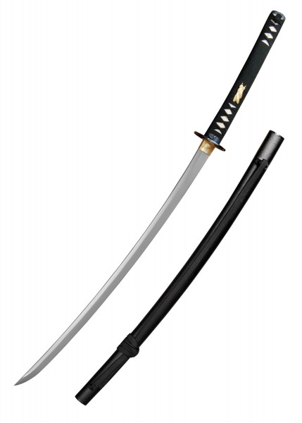 Das Raptor Katana Shobu Zukuri ist ein hochwertiges japanisches Schwert mit einer eleganten, gebogenen Klinge und einem schwarzen Griff. Die Klinge ist poliert, und die Scheide passt perfekt dazu. Ideal für Samurai-Enthusiasten.