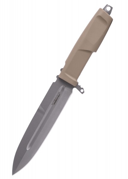 Das Extrema Ratio CONTACT ist ein feststehendes Messer mit einer robusten, desertfarbenen Klinge und einem ergonomischen Griff. Ideal für taktische oder Outdoor-Einsätze, zeichnet sich dieses Messer durch seine Langlebigkeit und Präzison aus.