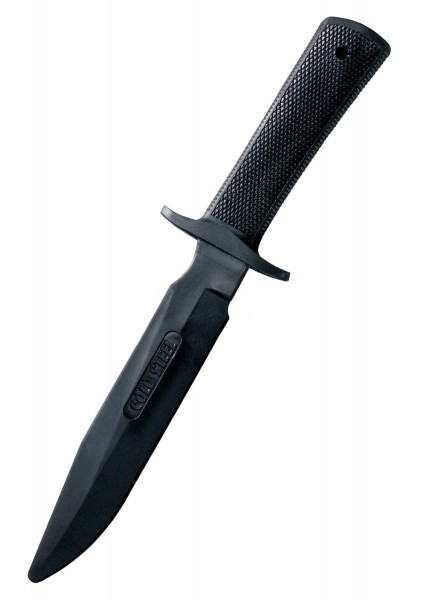 Trainingsmesser Military Classic aus Gummi. Das Messer hat eine schwarze, stumpfe Klinge und einen strukturierten Griff für sicheren Halt. Ideal für Trainingszwecke, um Techniken ohne Verletzungsrisiko zu üben.