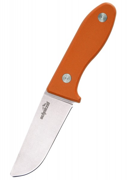 Das Schnitzel UNU Kinderschnitzmesser in Orange hat einen ergonomischen Griff und eine abgerundete Klinge für sichere Handhabung. Ideal zum Schnitzen für Kinder, fördert die Kreativität und Geschicklichkeit.